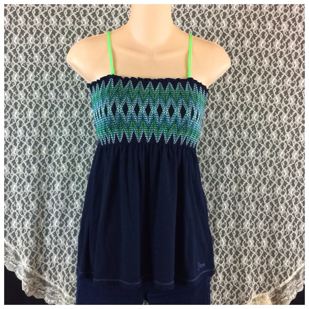 AEROPOSTALE Navy Cool Summer Top Lime Green Adjustable Straps Excellent